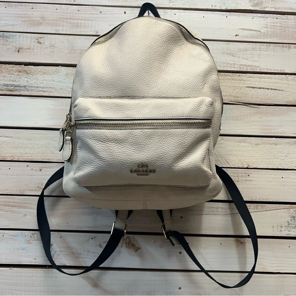 Coach‎ White Pebble Leather Mini Charlie Backpack F30550 Small Bag Mini